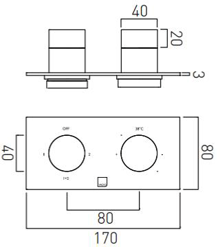 Additional image for Thermostatic Shower Valve With 2 Outlets (Chrome).