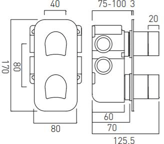 Additional image for Thermostatic Shower Valve With 2 Outlets & All Flow.