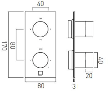 Additional image for Thermostatic Shower Valve With 2 Outlets (Chrome).