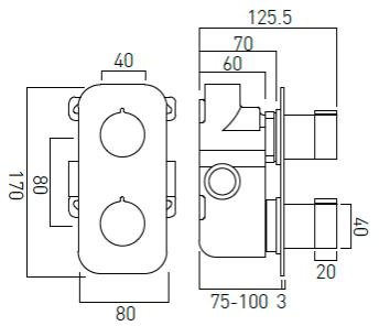 Additional image for Thermostatic Shower Valve With 1 Outlet (Chrome).