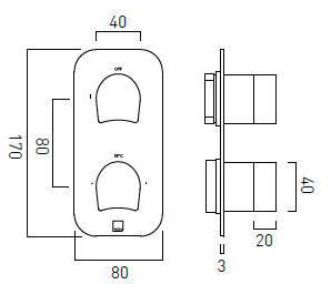 Additional image for Thermostatic Shower Valve With 1 Outlet (Chrome).