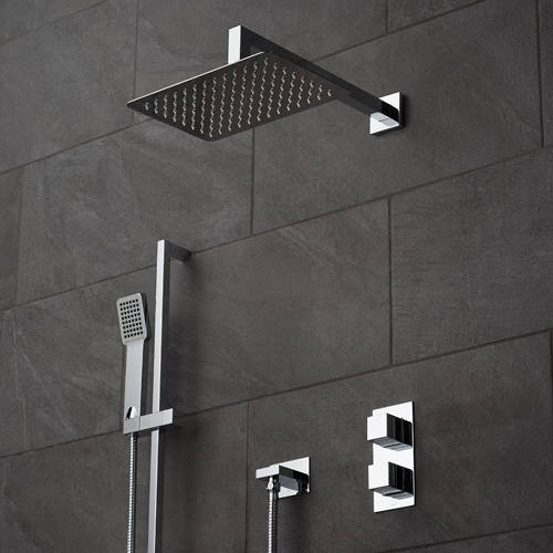 Additional image for Thermostatic Shower Set With 2 Outlets (Chrome).