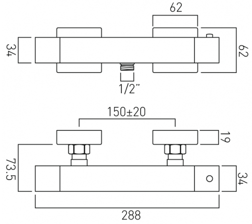 Additional image for Thermostatic Bar Shower Valve (Exposed).