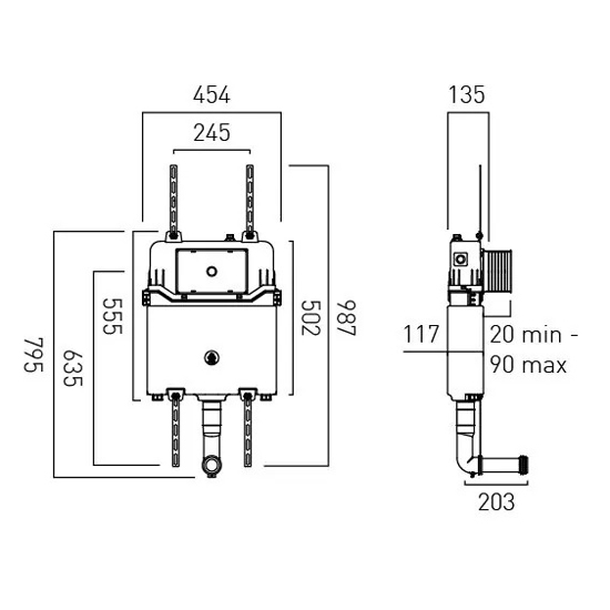 Additional image for Standard Dual Flush Cistern For Back To Wall Pans.