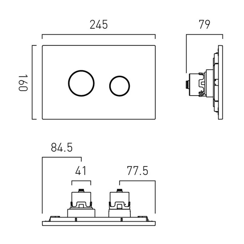 Additional image for Flush Plate With Round Buttons (Matt Black).