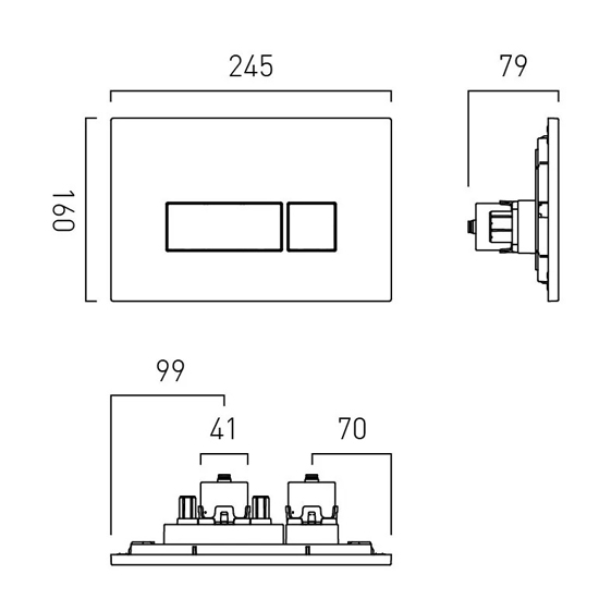 Additional image for Flush Plate With Square Buttons (Matt Black).