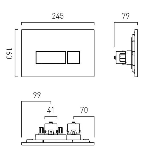 Additional image for Flush Plate With Square Buttons (Matt White).
