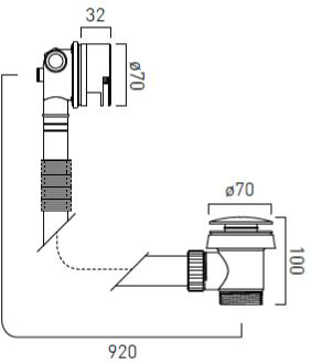 Additional image for Push Type Bath Filler Waste With Overflow (Chrome).