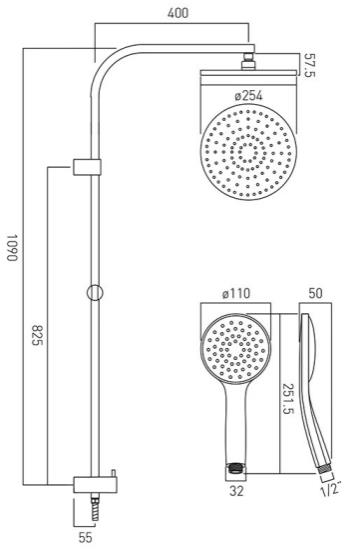 Additional image for Shower Kit With Outlet, Round Head, Handset, Hose & Diverter.