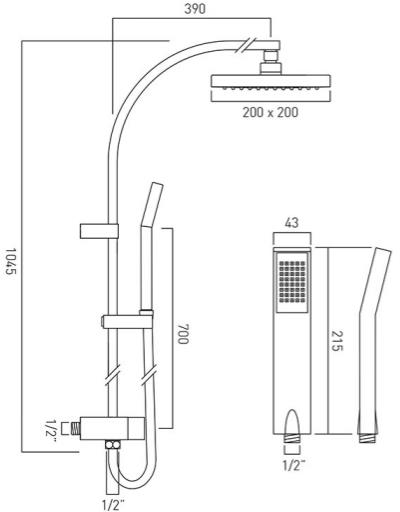 Additional image for Shower Kit With Outlet, Square Head, Handset & Hose.