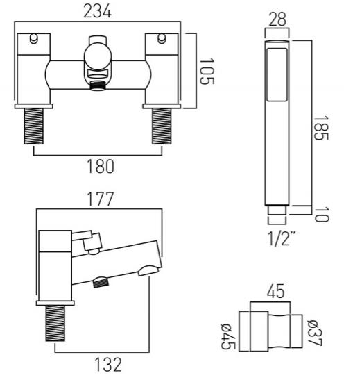 Additional image for Extended Basin & Bath Shower Mixer Tap Pack (Chrome).