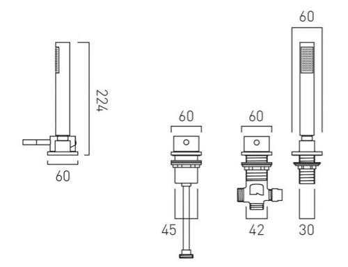 Additional image for 3 Hole Bath Shower Mixer Tap With Kit & Bath Filler Waste (Chrome).