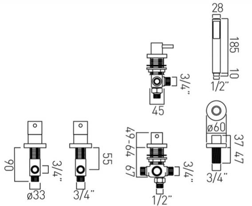 Additional image for 4 Hole Bath Shower Mixer Tap With Kit (Without Spout).