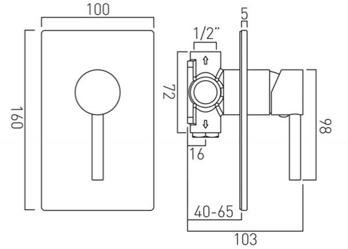 Additional image for Manual Shower Valve With 1 Outlet (Chrome).