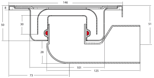 Additional image for Shower Drain 146x146mm (Brushed Stainless Steel).