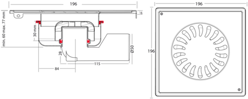 Additional image for Steel Shower Drain 200x200mm (Screw Down Grate).