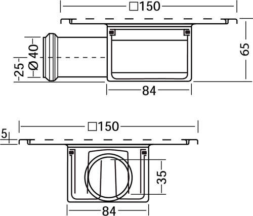 Additional image for Shower Drain 150x150mm (Stainless Steel).