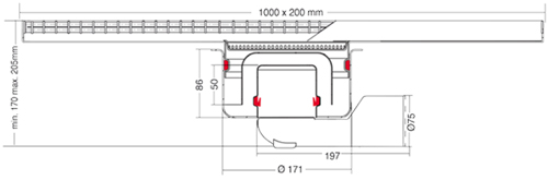 Additional image for Kitchen Channel Drain 1000x200 (Mesh Grating).