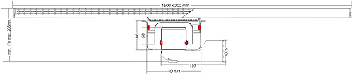 Additional image for Kitchen Channel Drain 1500x200 (Mesh Grating).