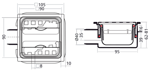 Additional image for ABS Plastic Shower Drain 100x100mm (Steel Grate).