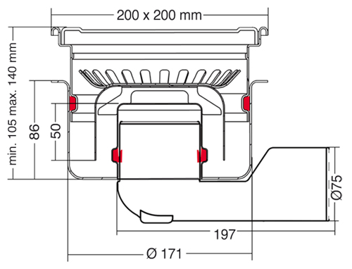 Additional image for Commercial Drain 200x200mm (Screw Down).