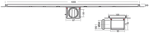 Additional image for Standard Shower Channel 1000x100mm (Plain, S Steel).