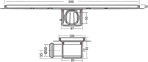 Additional image for Standard Shower Channel 500x100mm (S Steel).