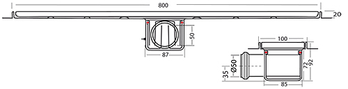 Additional image for Standard Shower Channel 800x100mm (Plain, S Steel).