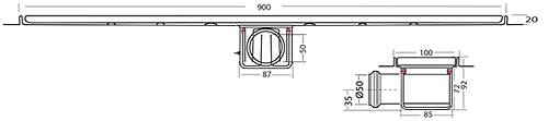 Additional image for Standard Shower Channel 900x100mm (S Steel).