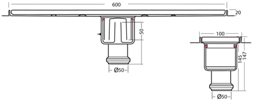 Additional image for Standard Shower Channel 600x100mm (Plain, S Steel).
