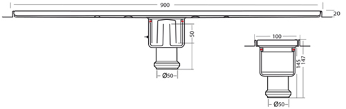 Additional image for Standard Shower Channel 900x100mm (Plain, S Steel).