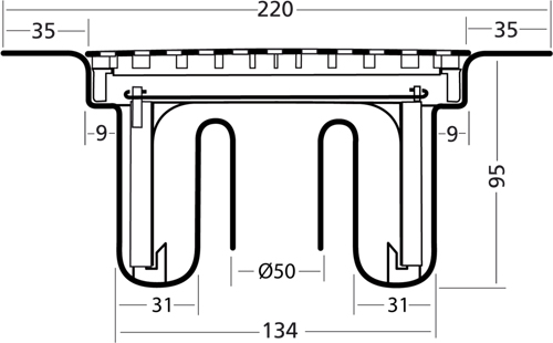 Additional image for Shower Drain With 50mm Vertical Outlet (220mm, PEH).