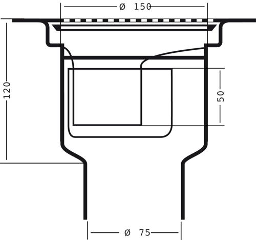 Additional image for Shower Drain With 75mm Vertical Outlet (150mm, PEH).