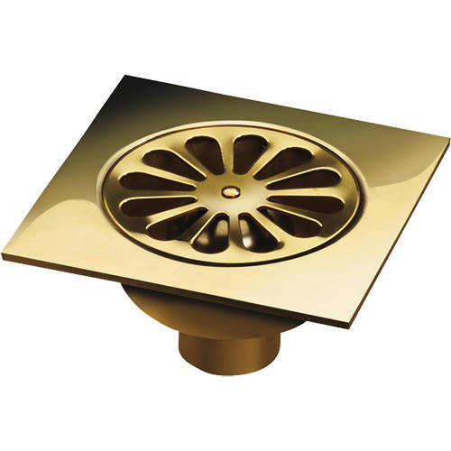 Additional image for Shower Drain 150x150mm (Polished Brass).