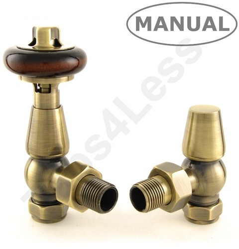 Additional image for Eton Thermostatic Angled Radiator Valves (A Brass).