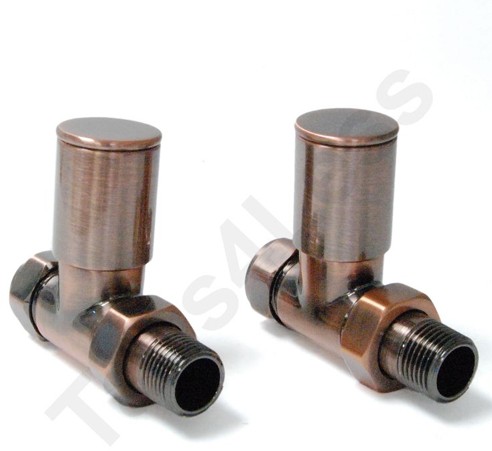 Additional image for Milan Straight Radiator Valves (Antique Copper).