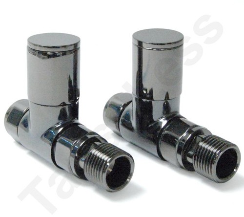 Additional image for Milan Straight Radiator Valves (Black Nickel).