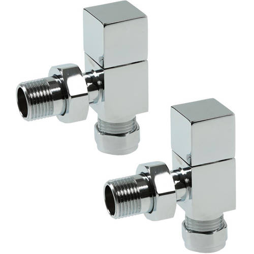 Additional image for Square Angled Radiator Valves (Pair, Chrome).