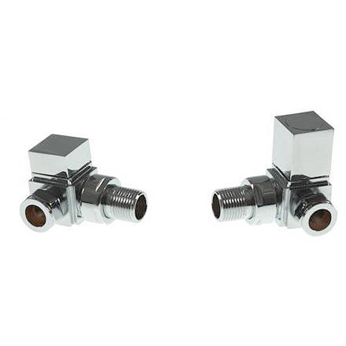 Additional image for Square Corner Radiator Valves (Pair, Chrome).