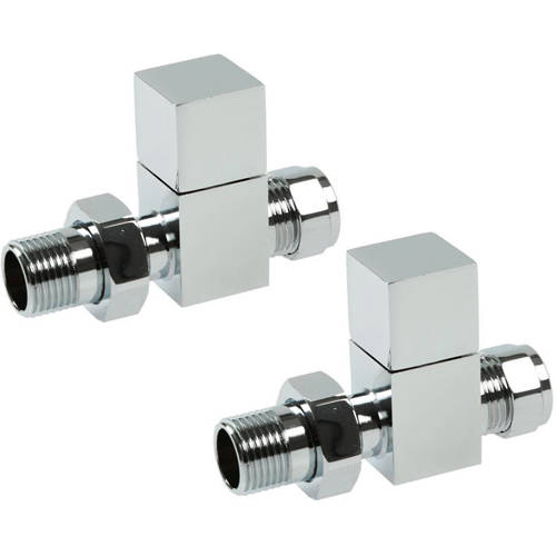 Additional image for Square Straight Radiator Valves (Pair, Chrome).