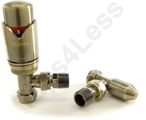 Additional image for Thermostatic Angled Radiator Valves (A Brass).