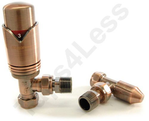 Additional image for Thermostatic Angled Radiator Valves (A Copper).