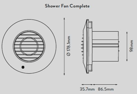 Additional image for Shower Fan With Installation Kit (100mm).