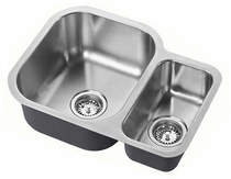 1810 Undermounted Two Bowl Kitchen Sink With Kit (Satin, 590x451mm).