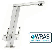 1810 Pendenza Dual Lever Kitchen Tap (Brushed Steel).
