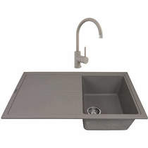 1810 Kitchen Sink & Tap Pack, 1.0 Bowl (860x500, Concrete).
