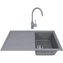 1810 Kitchen Sink & Tap Pack, 1.0 Bowl (860x500, Metallic Grey).