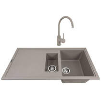 1810 Kitchen Sink & Tap Pack, 1.5 Bowl (1000x500, Concrete).