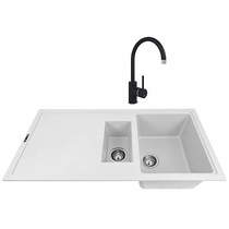 1810 Kitchen Sink & Tap Pack, 1.5 Bowl (1000x500, Polar White & Black).