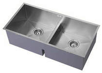 1810 Undermounted Deep Two Bowl Kitchen Sink With Kit (Satin, 860x400).